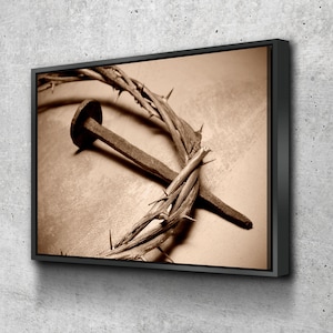Crown & Nails #10 Wall Art | Hanging | Framed | Home Decor | Cross Wall Hanging | wall crosses | crucifix  Large Cross Decor |