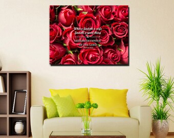 Proverbs 18:22 Whoso findeth a wife findeth a good thing Bible Verse Wall Art Canvas Scripture Home Decor Religious Framed Painting Gifts