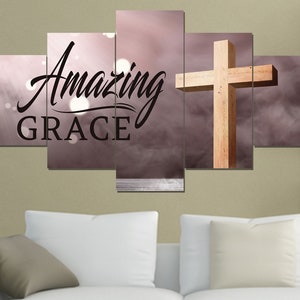 Amazing Grace #4 How Sweet The Sound Wall Art | Sign | Wall Hanging | Framed | Decor | Print | Canvas | Gift | Cross | Wall Decor | Home