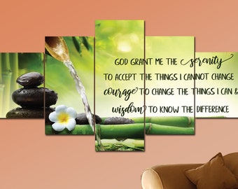 Serenity Prayer #14 Wall Art Canvas Print Framed Wall Hanging Decor Sign | God Grant Me Serenity Accept Things I Cannot Change Serene Prayer