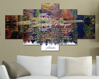 Serenity Prayer #15 Wall Art Canvas Print Framed Wall Hanging Decor Sign | God Grant Me Serenity Accept Things I Cannot Change Serene Prayer