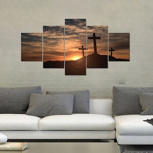 Sunrise & Sunset from Mount Calvary Golgotha | Christian Canvas | Religious Gifts | Wall Art | Home Decor Paintings | Gift for woman | Print