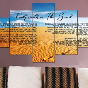 The Desert #8 Footprints in the Sand Wall Art Decor Canvas Hanging Print Framed Poem Prayer Sign for Home Jesus Carried Me Footsteps