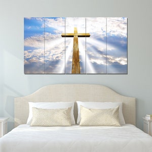Gods Light Shining on the Cross #6 Canvas| Hanging | Framed | Home Decor | Cross Wall Hanging | wall crosses | crucifix  Large Cross Decor |