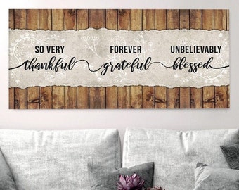 So very Thankful Forever Grateful Unbelievably Blessed Christian Signs for Home Decor with Bible Verse | Scripture Christian Wall Art