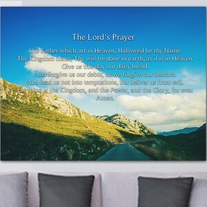 Mountains Roads #2 The Lords Prayer Wall Art | Hanging | Framed | Wall Decor | Bible Verse | Quote | Scripture | Canvas | Print