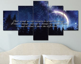 Serenity Prayer #18 Wall Art Canvas Print Framed Wall Hanging Decor Sign | God Grant Me Serenity Accept Things I Cannot Change Serene Prayer