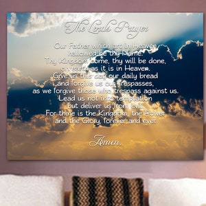 Through Clouds #3 The Lords Prayer Wall Art | Hanging | Framed | Wall Decor | Bible Verse | Quote | Scripture | Canvas | Print
