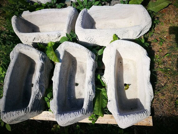 5 PLANTER's TROUGH with tree bark design in concrete special Offer