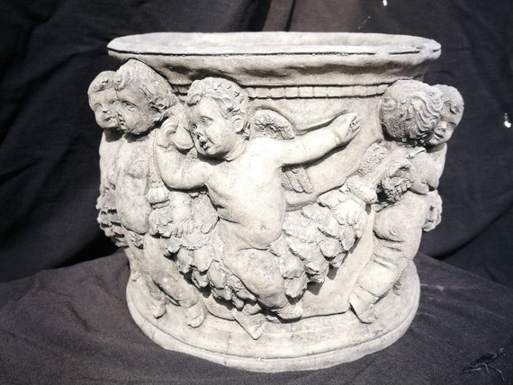 garden cherub stone planter pot,Flower pot