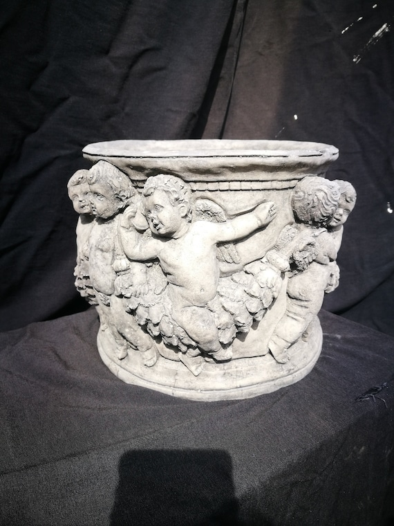 garden cherub stone planter pot,Flower pot