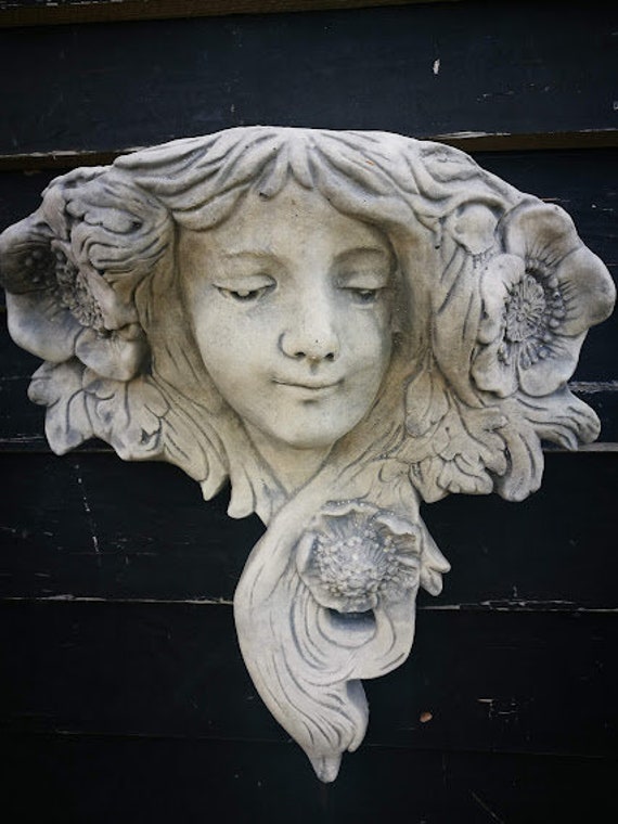 Art Nouveau Wall Planter Statue | Reconstituted Stone Concrete Outdoor Decoration Garden Ornament