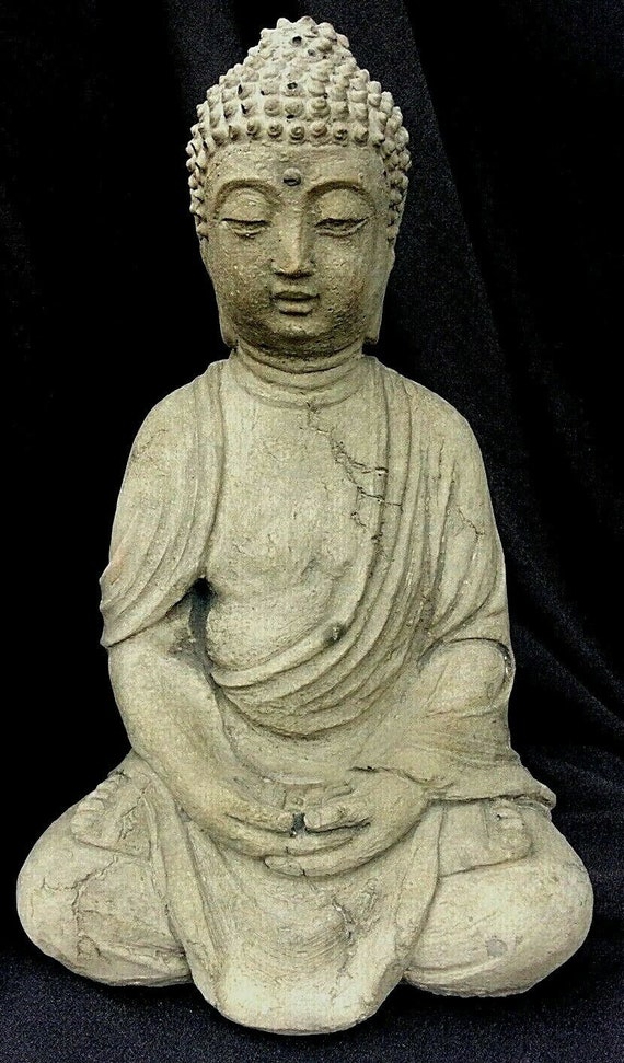 BUDDHA STATUE Stone Garden Ornament Decor 29cm