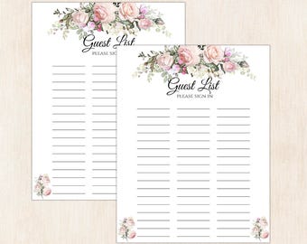 Baby Shower Guest List Printable Sign in Sheet with Address | Etsy