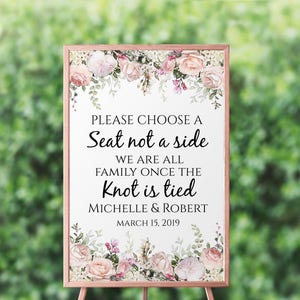 Party Rental Wedding Ceremony 'Pick a Seat Not a Side' Sign - SW Florida -  Exclusive Affair