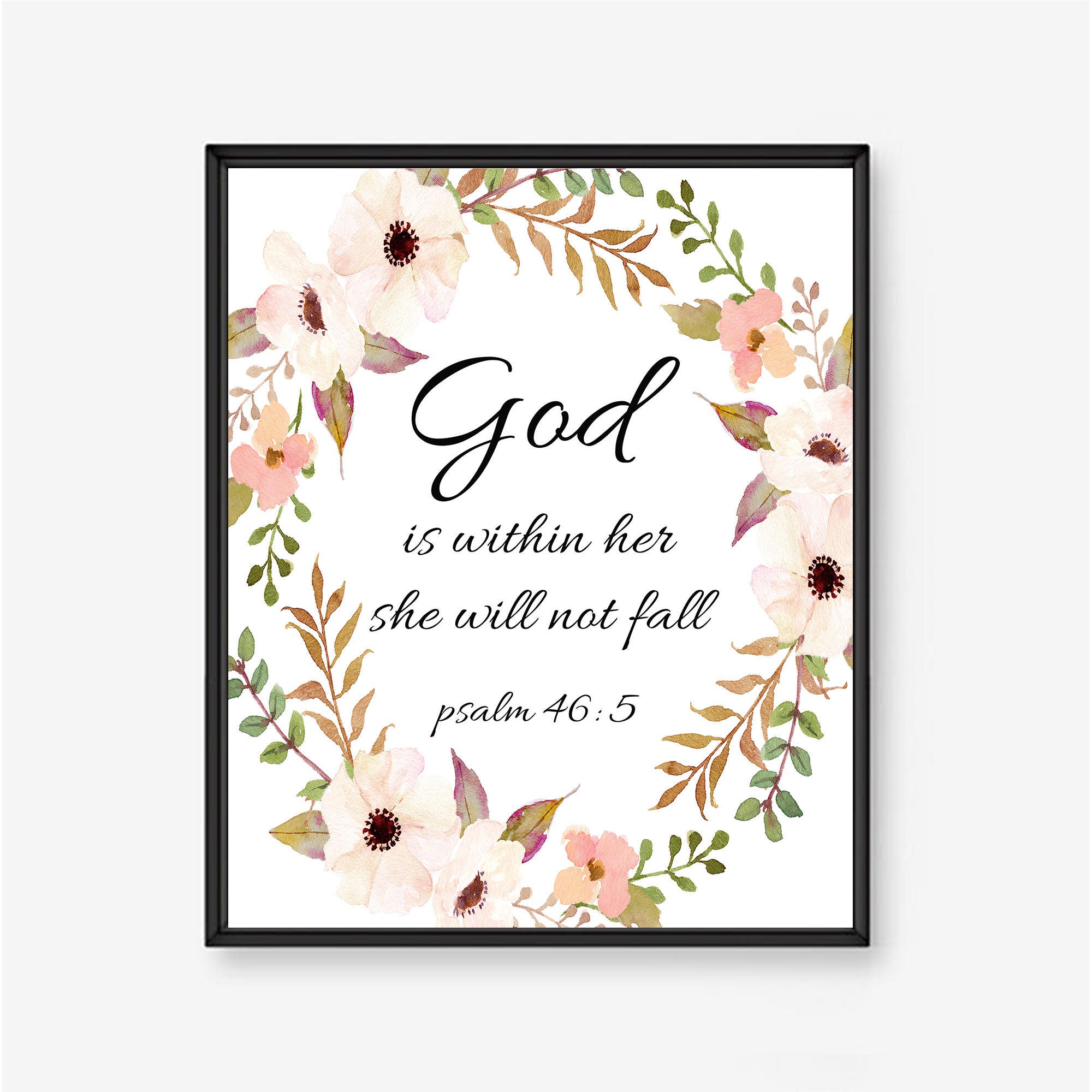 Bible verse print God is within her psalm 46 5 god is Etsy