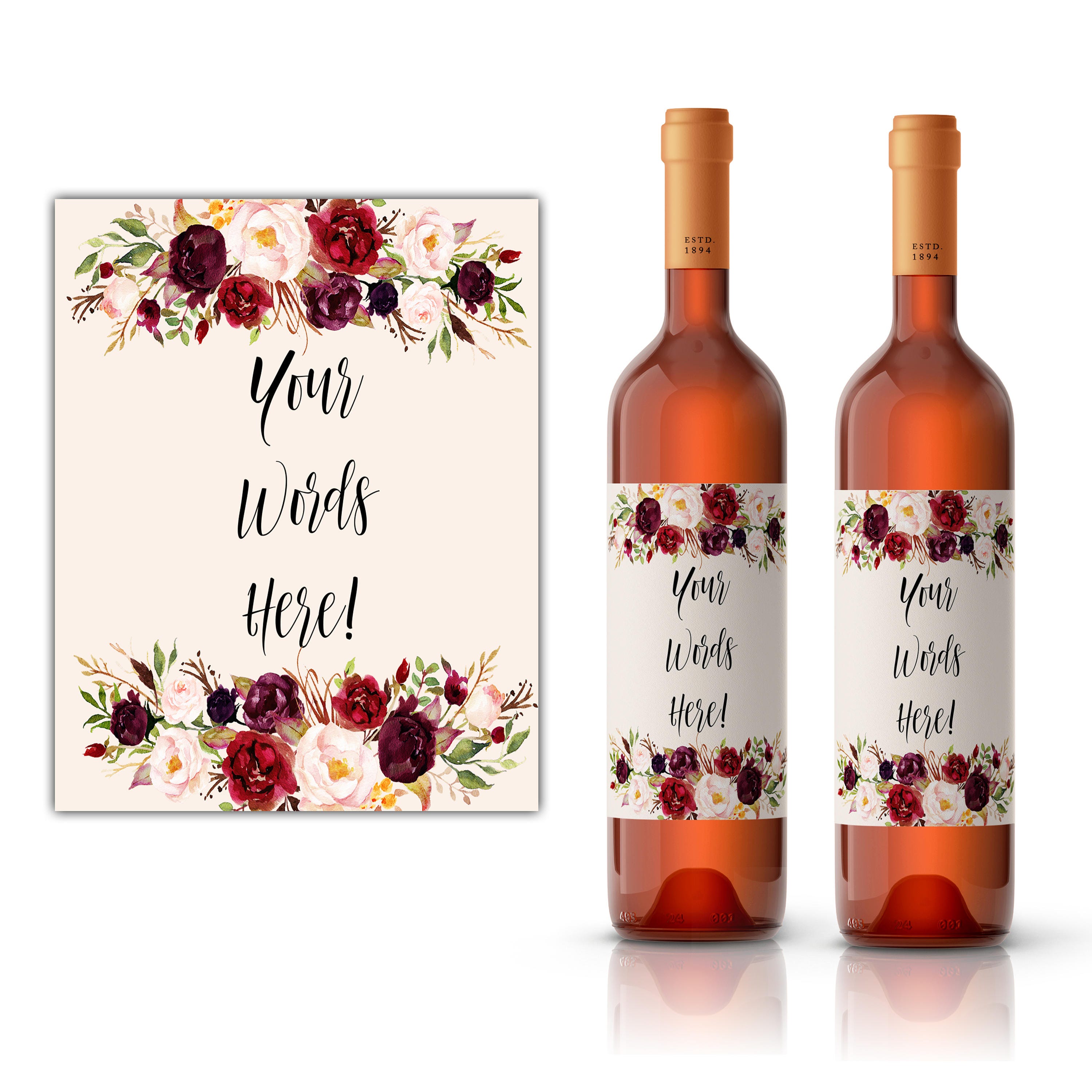 Editable Wine Label DIY Wine Label Your Text Here Personal Etsy