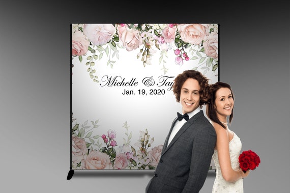Negro Blanco Gris Flor Personalizada Boda Eventos o recepción Bunting