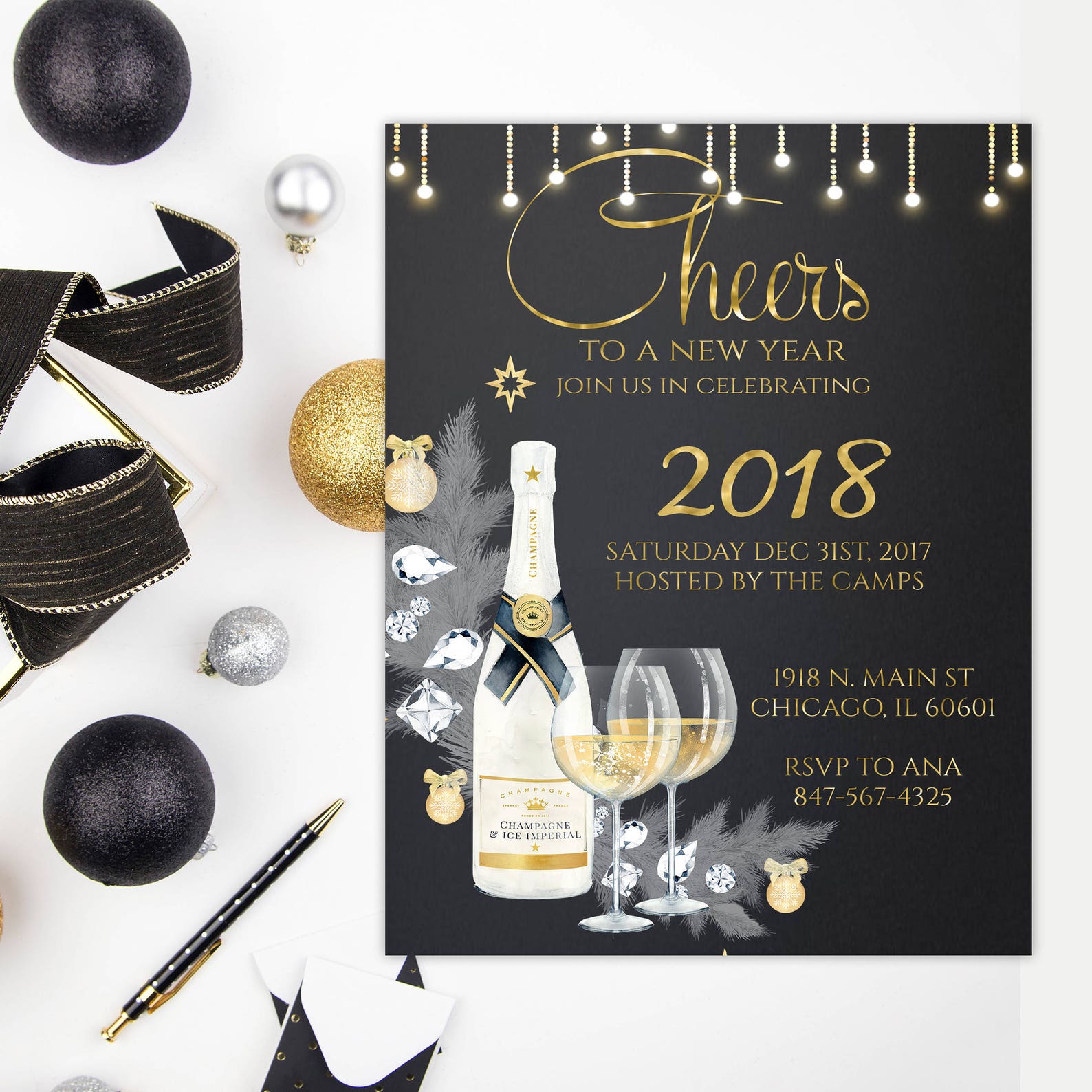 New Years invitation new year invitation New Years invite | Etsy