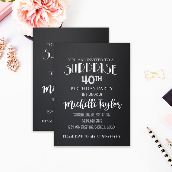 Quarantesimo Compleanno 40 Compleanno Invito Sorpresa 40 Etsy