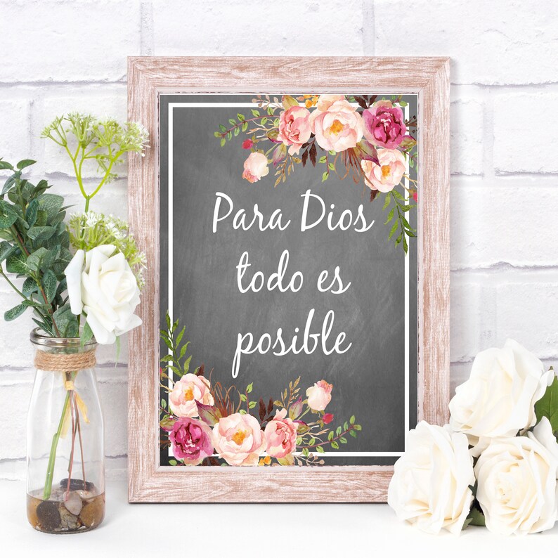 Spanish bible verse Matthew 19 26 Spanish bible print Etsy