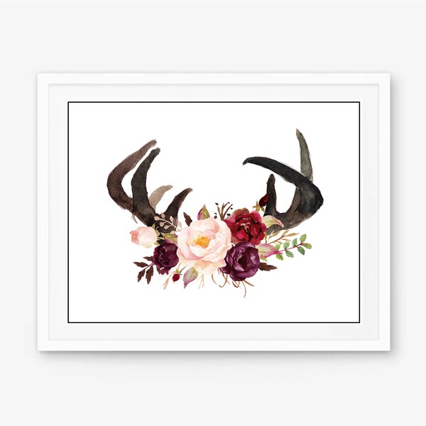 Antlers and Flowers - Etsy
