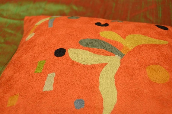 Orange Cushion Cover Kandinsky Biomorph Abstract Pillowcase Modern
