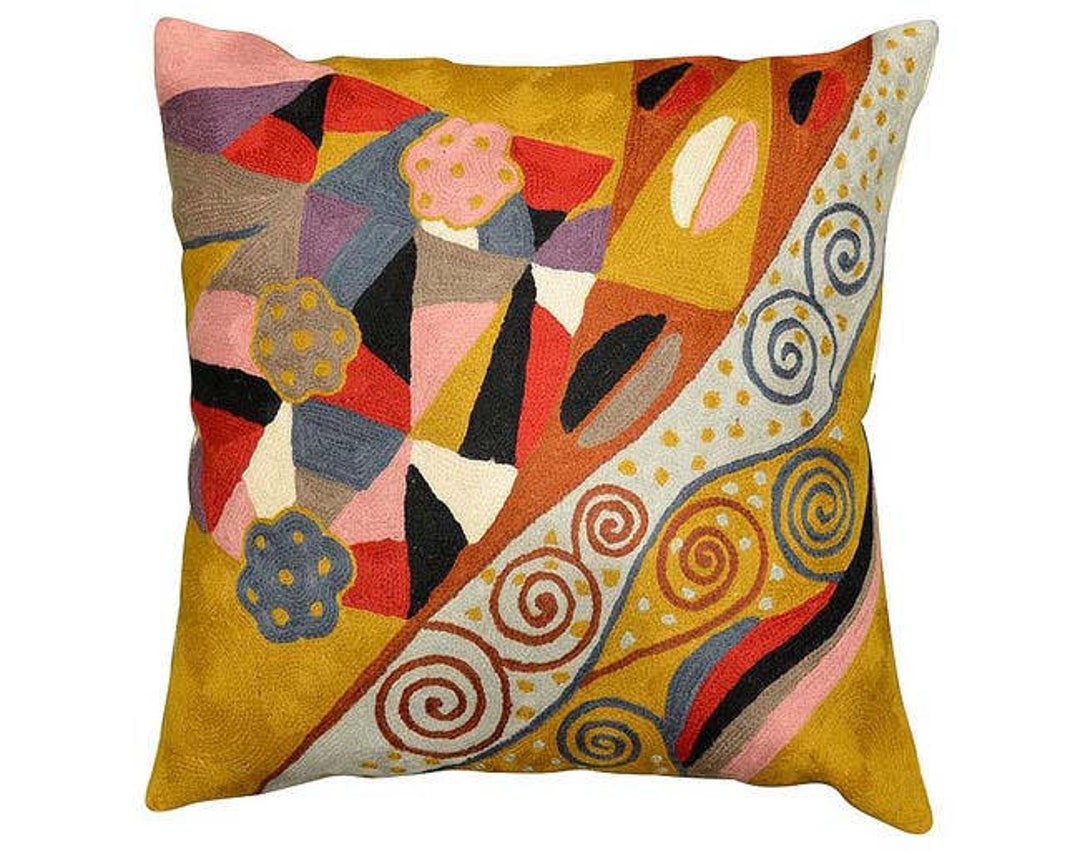 Klimt Yellow Cushion Cover Gold Signs of Spring Farmhouse Pillowcase