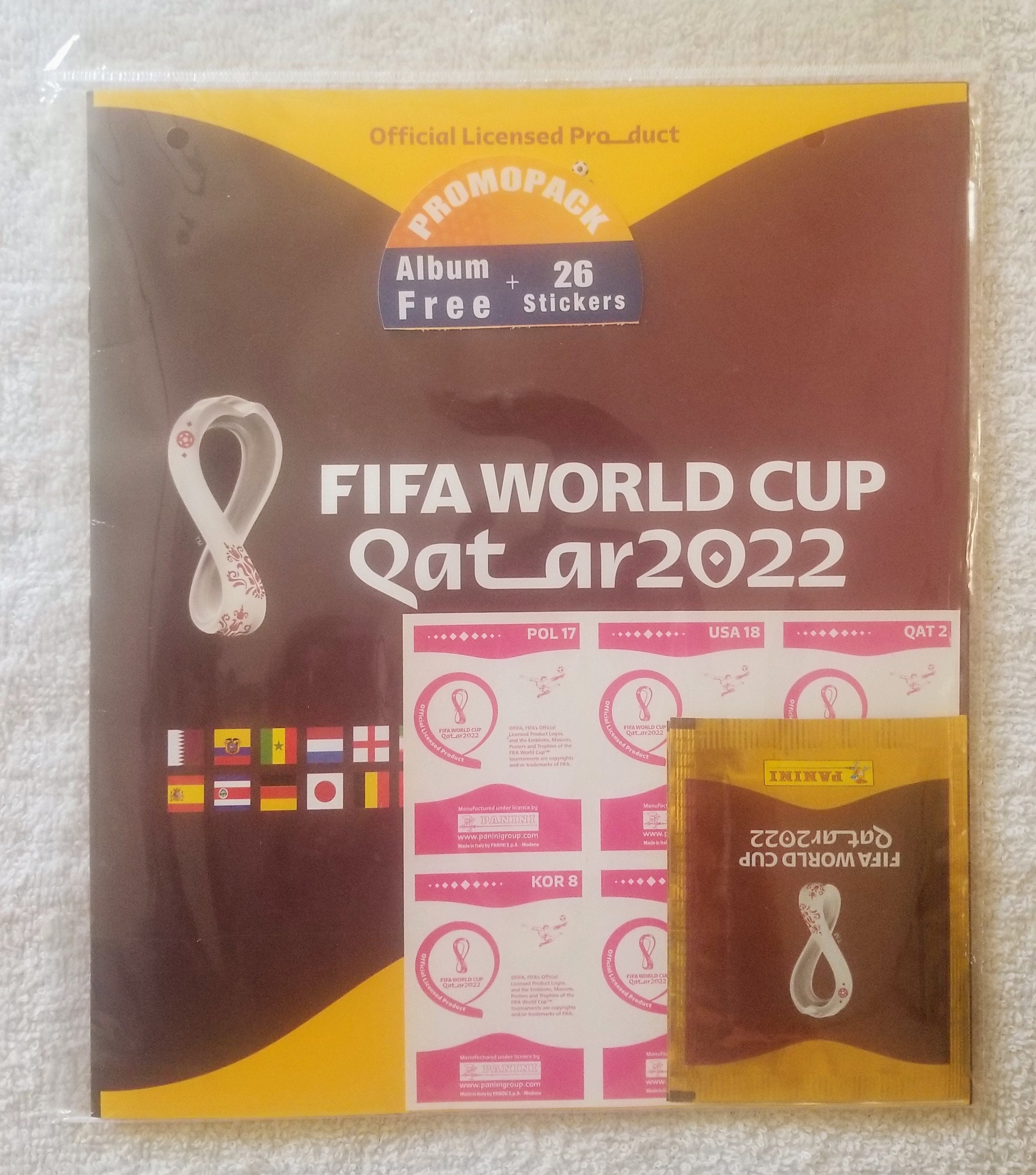 Panini FiFa World Cup Qatar 2022 Soft Cover Album With 4 Packs (5 stickers  per pack) + 6 Extra Stickers. Orange Version 100% Authentic