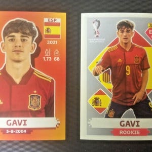 Gavi Sticker supplémentaire ARGENT + Base Stickers Espagne Panini Qatar Coupe du monde 2022 2 pièces menthe