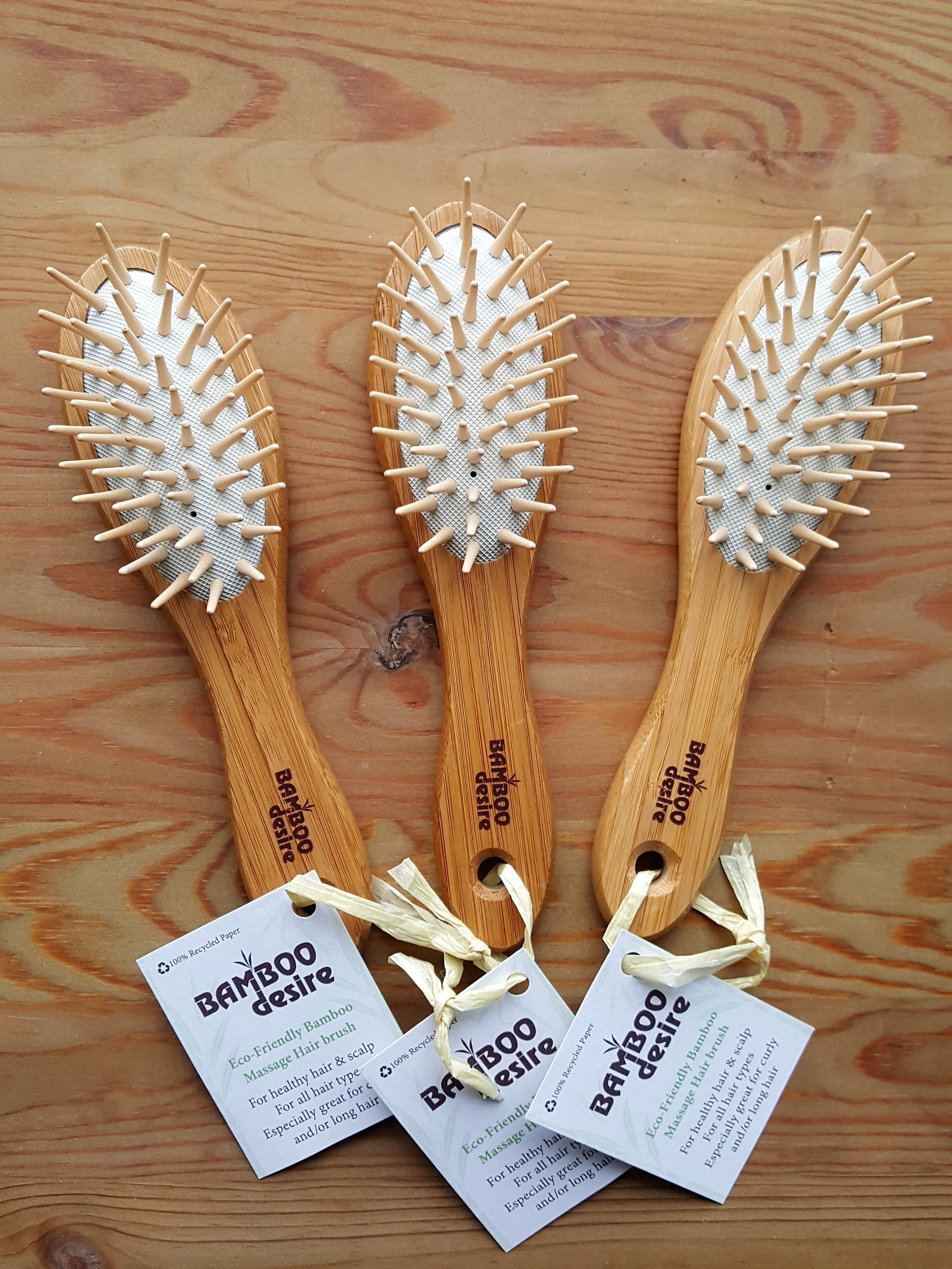 竹製ミニヘアブラシセット：頭皮マッサージ、もつれ解消、ヴィーガン
