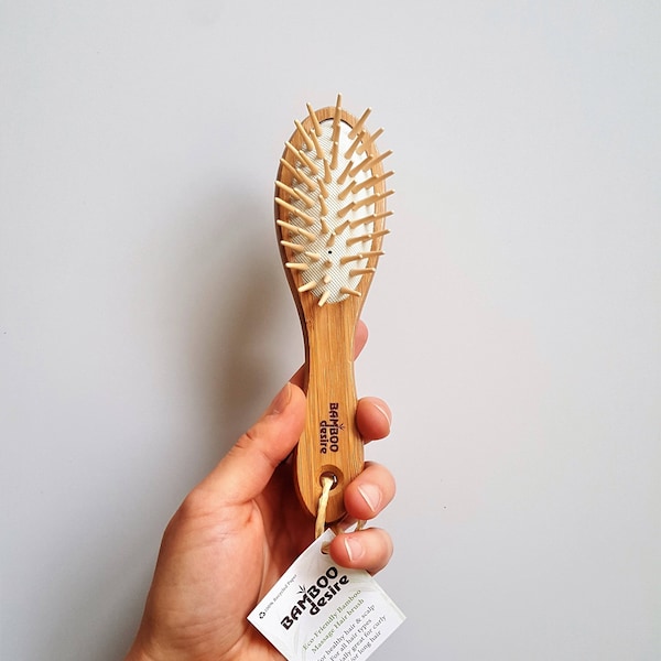 Bamboo Hair Brush - Wooden Hair Brush - Mini Pocket Hair Brush - Travel Hair Brush