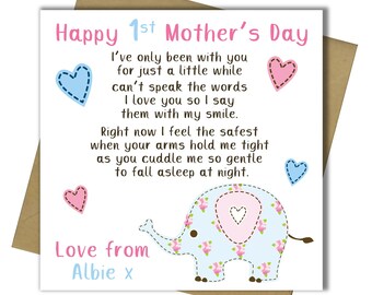 My Beautiful Mummy Mum Personalised 1st First Mothers Day Card Mama Blue