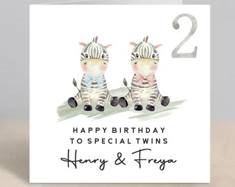 TWINS Birthday Card Personalised Twins Granddaughter Grandson Daughter Son Niece Nephew  ANY AGE 1st 2nd 3rd 4th 5th Twins Birthday Card