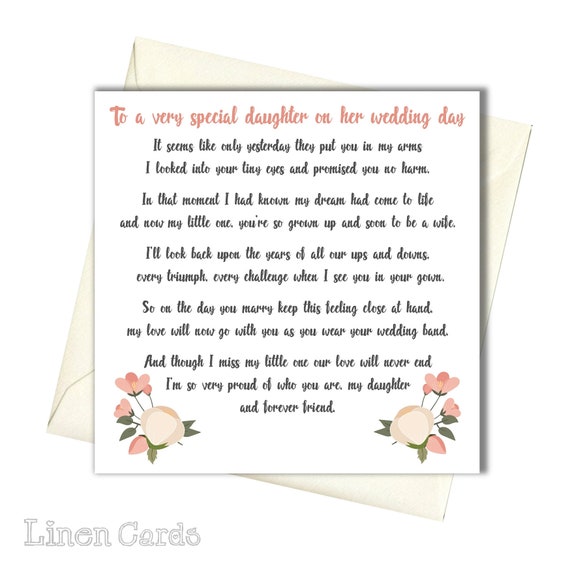 Daughter on her Wedding Day Card Daughter On Your Wedding Day Card Daughter Card