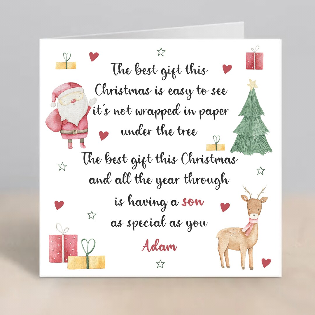 Funny christmas card for son