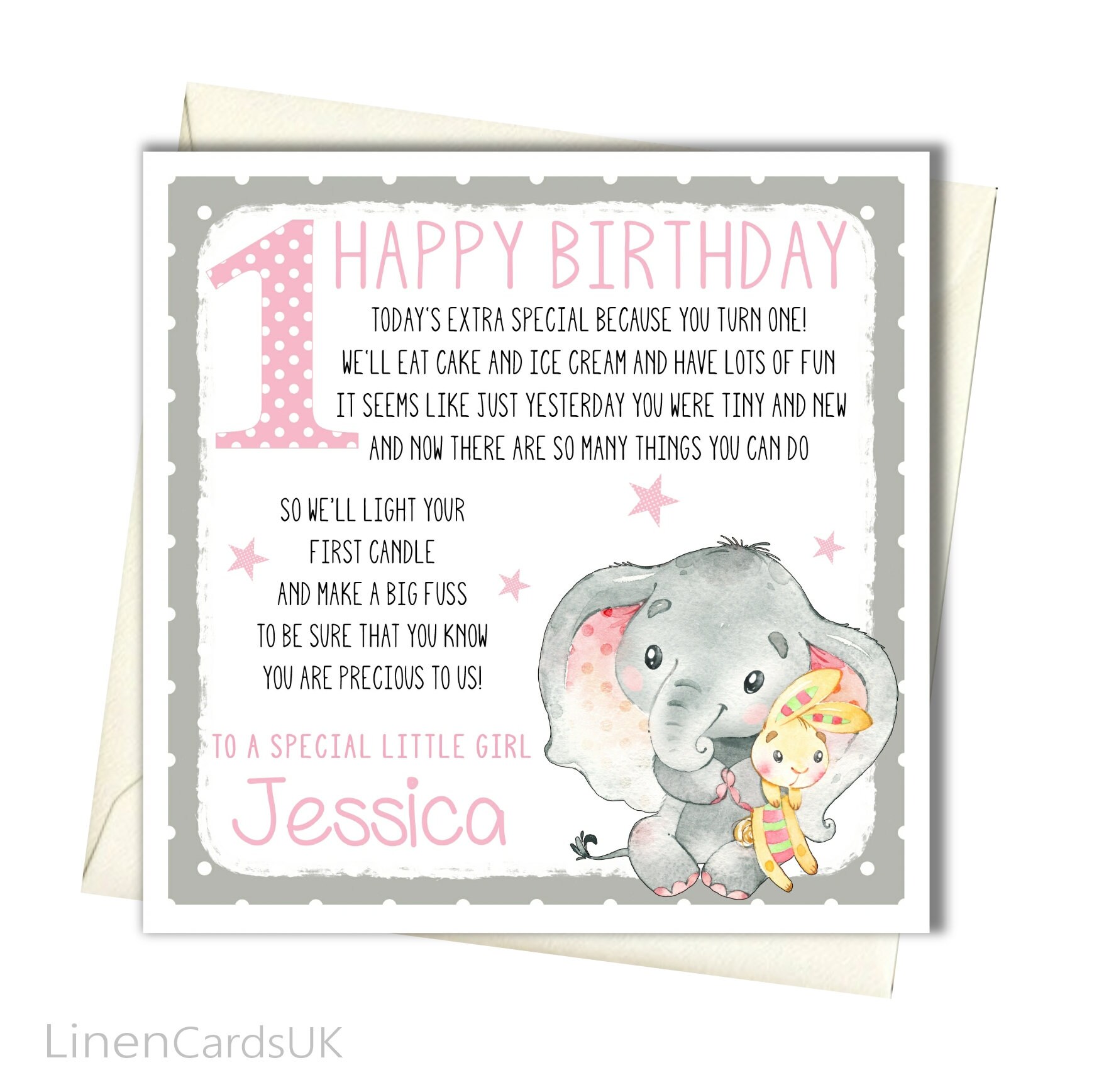 1st Birthday Card Personalised Girl 1st First Birthday Card Etsy Finland