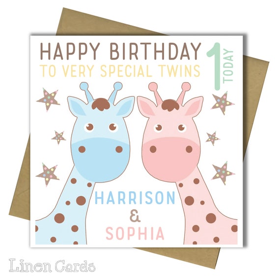 Personalised Twins Birthday Card Twins First Birthday Card Etsy