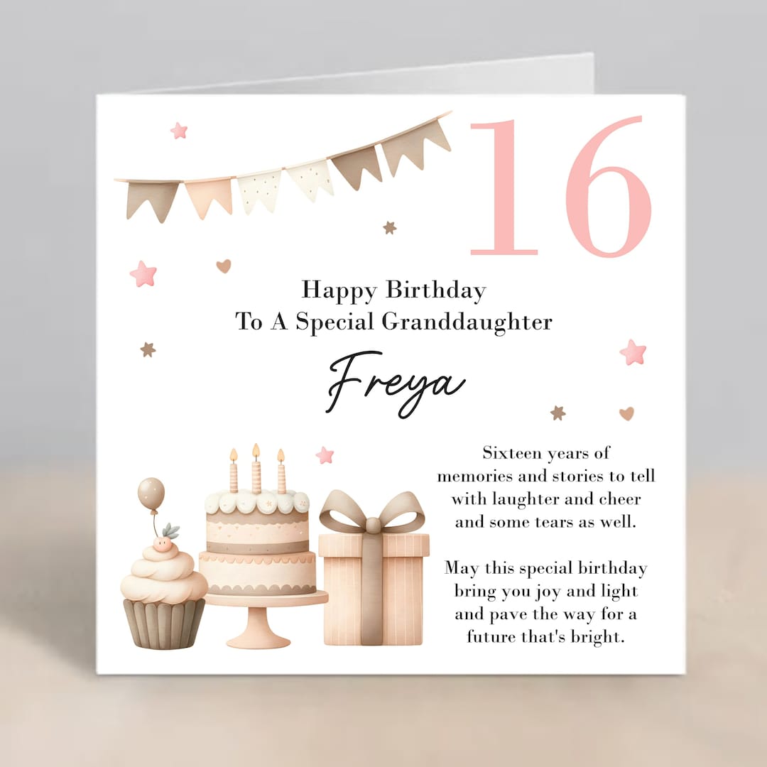 GRANDDAUGHTER 16th Birthday Card Personalised 16th Grandaughter ...