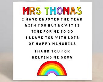 Teacher Thank You Card End Of Term Teacher Card End Of School Thank You Card Teacher Thank You Card Leaving Class Nursery Play Group Card