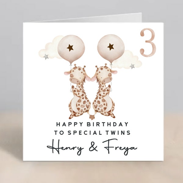 TWINS Birthday Card Personalised Twins Granddaughter Grandson Daughter Son Niece Nephew  ANY AGE 1st 2nd 3rd 4th 5th Twins Birthday Card