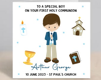 1st Holy Communion Card, Personalised First Holy Communion Card Boy Grandson Son Nephew Godson Brother 1st Holy Communion Card