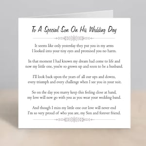 Son Wedding Day Card, Card For Son Wedding, Congratulations Son On Your Wedding, Son Card