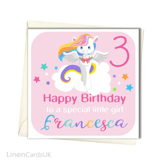 personalised unicorn birthday card daughter granddaughter 1st 2nd