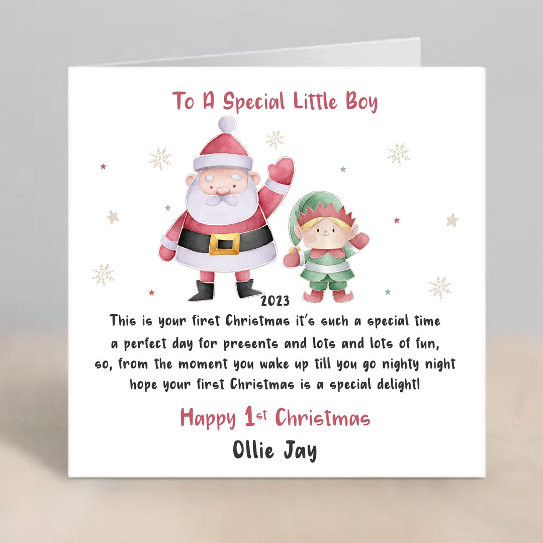 Personalsed Frst Chrstmas Card For Baby Son Grandson Nephew Godson Brother Boys Bump 1st Xmas