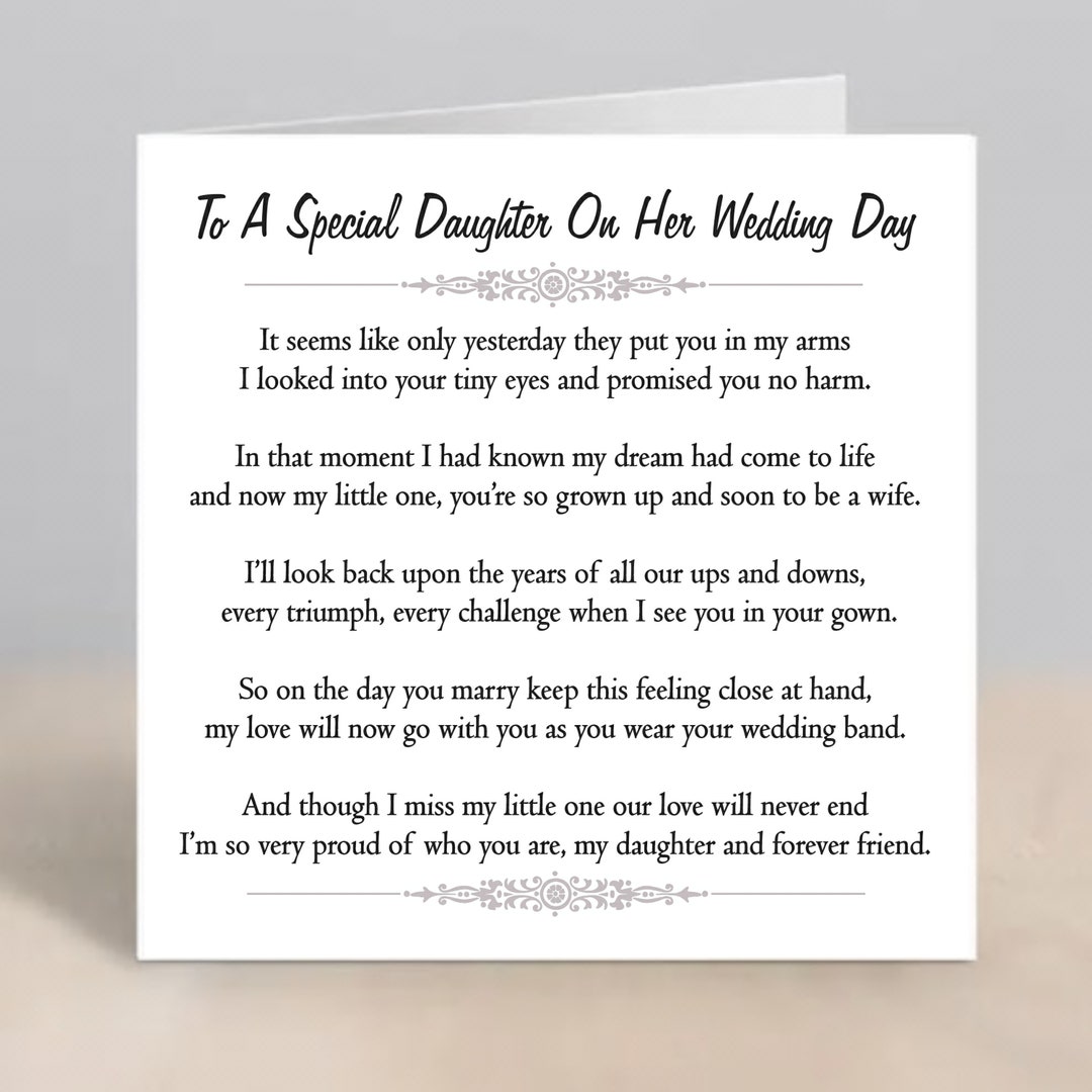 Daughter Wedding Day Card, Card for Daughter Wedding, Congratulations ...