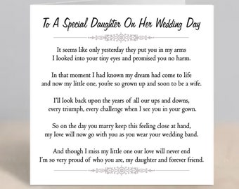 Daughter Wedding Day Card, Card For Daughter Wedding, Congratulations Daughter On Your Wedding, Daughter Card