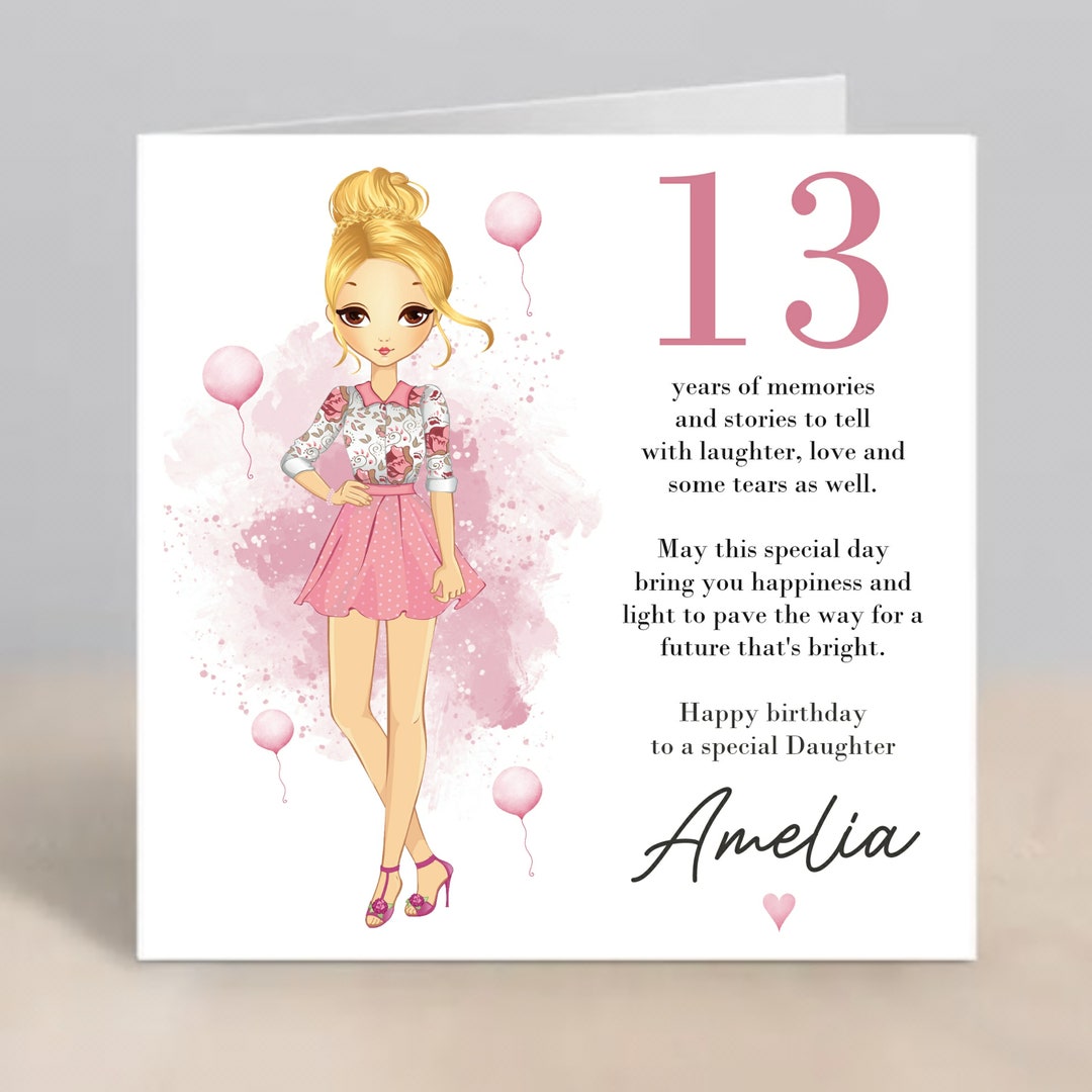 DAUGHTER 13th Birthday Card Personalised Thirteenth Daughter Teenager — free download