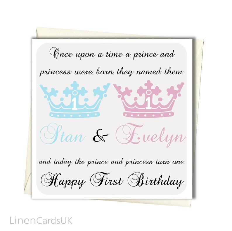 Greeting Cards Invitations 1 Year Girl Twins 1st Birthday Card First Twin Sisters Home Garden