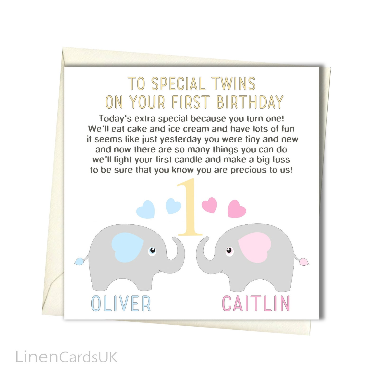 Personalised Twins Birthday Card Twins First Birthday Card | Etsy